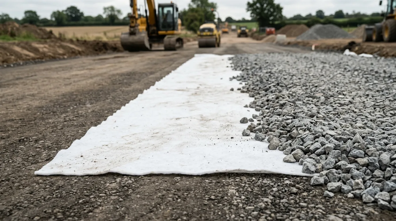 Nonwoven geotextile fabric for road stabilisation and separation layer application